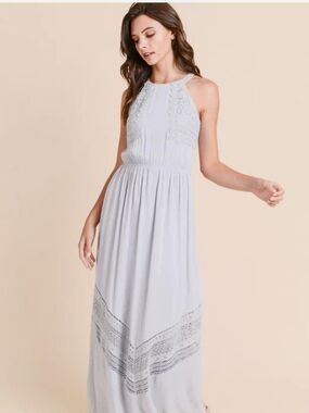Altar'd State White Lace-Trim Maxi Dress, EUC, Sz Small